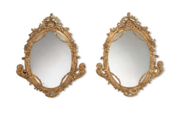 A PAIR OF GEORGE II GILTWOOD MIRRORS 