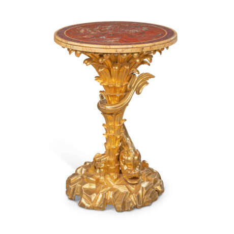 AN ITALIAN GILTWOOD, SICILIAN JASPER, PORPHYRY AND GIALLO MARBLE SIDE TABLE - Foto 2