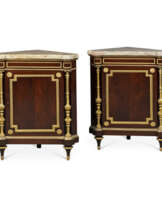 A PAIR OF FRENCH ORMOLU-MOUNTED MAHOGANY ENCOIGNURES