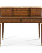 A LOUIS XVI ORMOLU-MOUNTED THUYA, MAHOGANY AND EBONY BUREAU A GRADIN