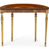 A GEORGE III GILTWOOD, SATINWOOD, SYCAMORE, AND MARQUETRY-INLAID DEMI-LUNE SIDE TABLE - photo 3