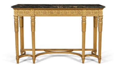 A GEORGE III GILTWOOD AND GILT-COMPOSITION SIDE TABLE