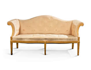 A GEORGE III GILTWOOD SERPENTINE SOFA