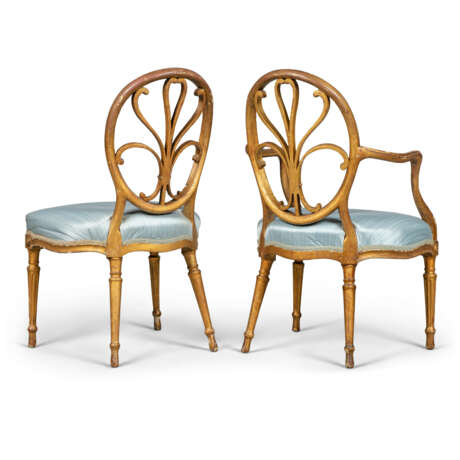 A SET OF EIGHT GEORGE III GILTWOOD DINING-CHAIRS - фото 3