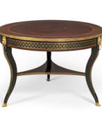 Heinrich Gambs (1765-1831). A RUSSIAN ORMOLU-MOUNTED AND BRASS-INLAID EBONY, EBONISED AND MAHOGANY CENTRE TABLE
