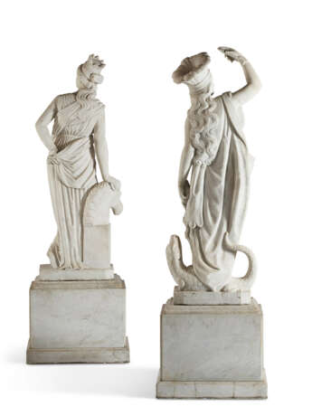A PAIR OF WHITE MARBLE FIGURES OF THE CONTINENTS - фото 5