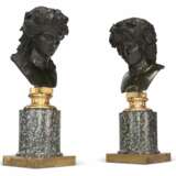 A PAIR OF ITALIAN PATINATED BRONZE, PORFIDO VERDE, AND ORMOLU BUSTS - фото 3
