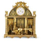 AN EMPIRE ORMULU AND PATINATED BRONZE MANTEL CLOCK - photo 1
