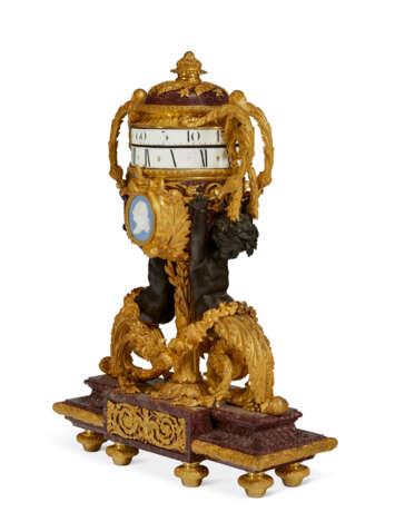 A FINE AND LARGE FRENCH ORMOLU, PATINATED BRONZE AND PORPHYRY CLOCK - фото 3