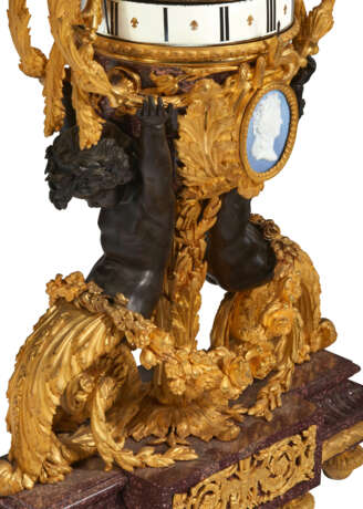 A FINE AND LARGE FRENCH ORMOLU, PATINATED BRONZE AND PORPHYRY CLOCK - фото 6