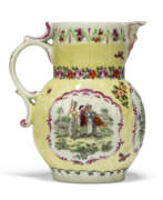 Worcester Ceramic Factory. A WORCESTER PORCELAIN YELLOW-GROUND MASK JUG