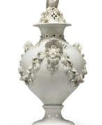 Worcester Ceramic Factory. A WORCESTER PORCELAIN WHITE POT-POURRI VASE AND COVER