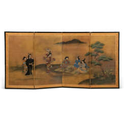 A JAPANESE FOUR-PANEL PAPER SCREEN