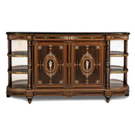 A VICTORIAN ORMOLU-MOUNTED, IVORY INLAID, AMARANTH, EBONY AND SYCAMORE SIDE CABINET - photo 1