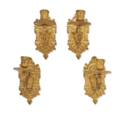 A SET OF FOUR FRENCH ORMOLU SINGLE-BRANCH WALL LIGHTS