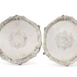 A PAIR OF GEORGE II SILVER SALVERS - photo 1