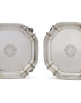 A PAIR OF GEORGE II SILVER WAITERS