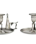 John Scofield. A PAIR OF GEORGE III SILVER CHAMBER CANDLESTICKS