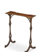 Mayhew & Ince. A GEORGE III BRASS-MOUNTED BURR YEW WOOD AND MAHOGANY OCCASIONAL TABLE