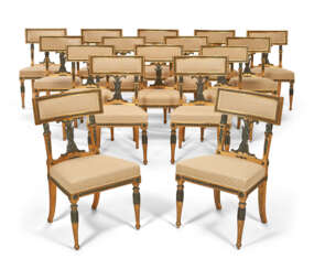 A MATCHED SET OF SIXTEEN SWEDISH PARCEL-GILT AND PARCEL-BRONZED CHAIRS