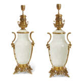 A PAIR OF FRENCH 'JAPONISME' ORMOLU-MOUNTED CRACKLE-GLAZED CELADON VASES MOUNTS AS LAMPS - фото 1