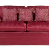A MAGENTA SILK UPHOLSTERED TWO-SEAT SOFA - photo 1