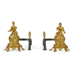 A PAIR OF FRENCH ORMOLU CHENETS