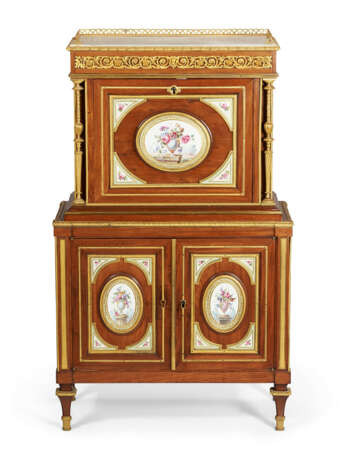 A RESTAURATION ORMOLU AND FRENCH PORCELAIN-MOUNTED MAHOGANY SECRETAIRE - photo 1