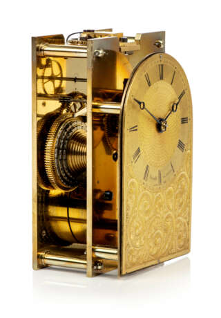 AN EARLY VICTORIAN EBONISED FRUITWOOD AND GILT-BRASS TIMEPIECE MANTEL CLOCK - Foto 3