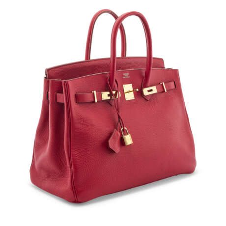 A ROUGE GARANCE CLÉMENCE LEATHER BIRKIN 35 WITH GOLD HARDWARE - Foto 2