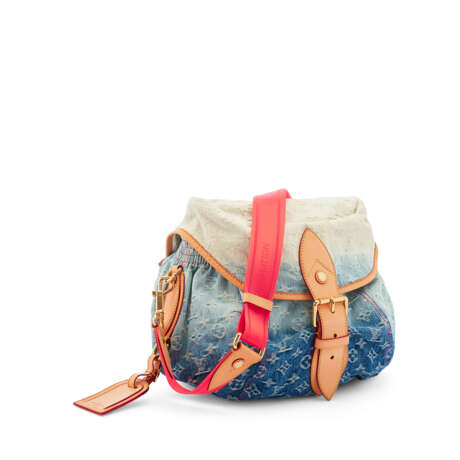 A LIMITED EDITION BLEU OMBRÉ MONOGRAM DENIM & NATURAL LEATHER SUNBURST CROSSBODY WITH GOLD HARDWARE - photo 2