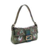 A MULTICOLOR BEADED & IRIDESCENT LEATHER BAGUETTE WITH GOLD HARDWARE - photo 2
