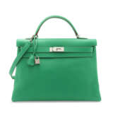 A MENTHE CLÉMENCE LEATHER RETOURNÉ KELLY 40 WITH PALLADIUM HARDWARE - фото 1