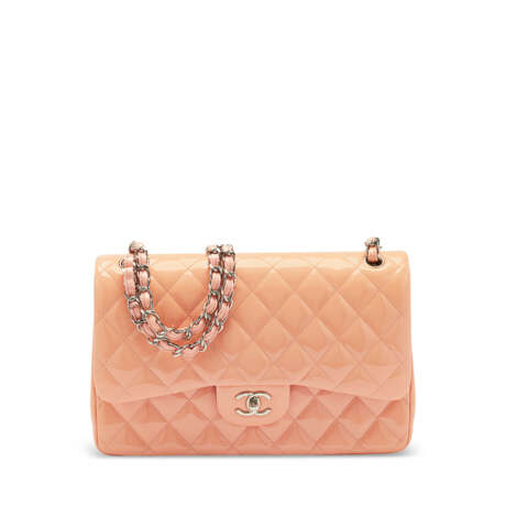 A LIGHT PINK PATENT LEATHER JUMBO DOUBLE FLAP WITH SILVER HARDWARE - Foto 1