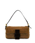 Fendi. A GOLD BEADED & BROWN LEATHER BAGUETTE WITH GOLD HARDWARE