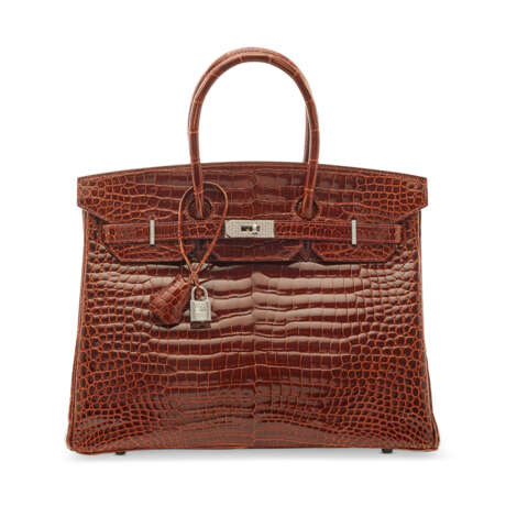 AN EXCEPTIONAL, SHINY MIEL POROSUS CROCODILE DIAMOND BIRKIN 35 WITH 18K WHITE GOLD & DIAMOND HARDWARE - фото 1