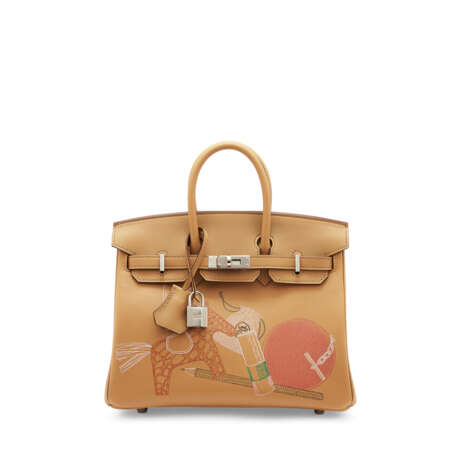 A LIMITED EDITION BISCUIT SWIFT LEATHER IN & OUT BIRKIN 25 WITH PALLADIUM HARDWARE - photo 1