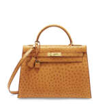 A COGNAC OSTRICH SELLIER KELLY 32 WITH GOLD HARDWARE - photo 1