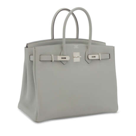 A LIMITED EDITION GRIS MOUETTE & BLEU AGATE TOGO LEATHER VERSO BIRKIN 35 WITH PALLADIUM HARDWARE - photo 2
