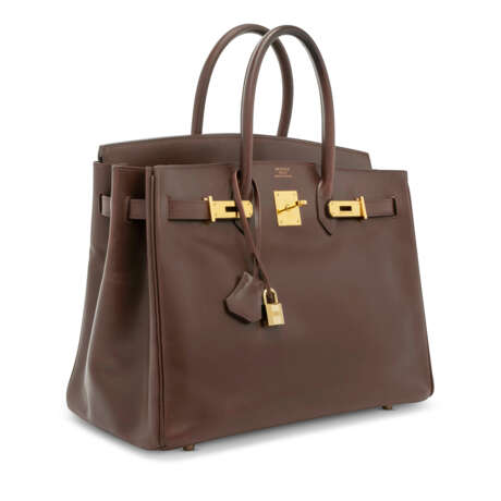 A NOISETTE CALFBOX LEATHER BIRKIN 35 WITH GOLD HARDWARE - Foto 2