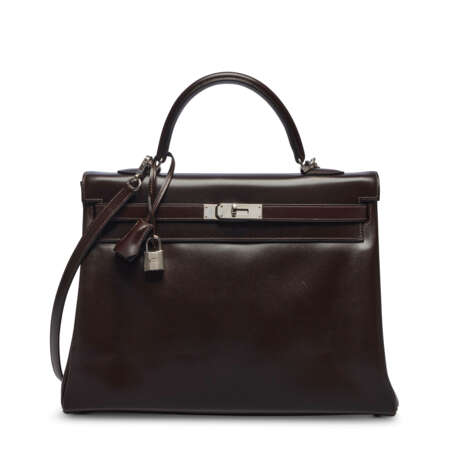 AN ÉBÈNE CALFBOX LEATHER RETOURNÉ KELLY 35 WITH PALLADIUM HARDWARE - Foto 1