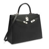 A BLACK EPSOM LEATHER SELLIER KELLY 35 WITH PALLADIUM HARDWARE - фото 2