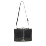 A BLACK CALFBOX LEATHER VICTOR BAG WITH SILVER HARDWARE - фото 1