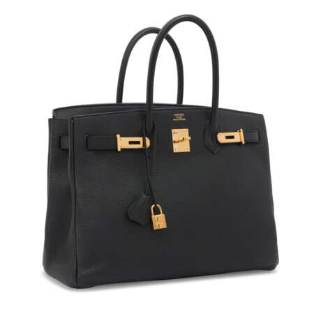 A BLACK CLÉMENCE LEATHER BIRKIN 35 WITH GOLD HARDWARE - фото 3