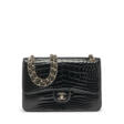 A SHINY BLACK ALLIGATOR JUMBO DOUBLE FLAP BAG WITH PALE GOLD HARDWARE - Аукционные цены