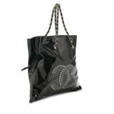 A BLACK PATENT LEATHER & STRASS BONBON TOTE WITH SILVER HARDWARE - photo 2