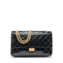 A BLACK PATENT LEATHER 2.55 REISSUE 227 DOUBLE FLAP WITH GOLD HARDWARE