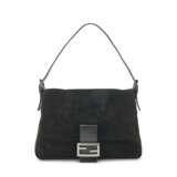A BLACK SUEDE LEATHER MAMMA BAGUETTE WITH RUTHENIUM HARDWARE - фото 1