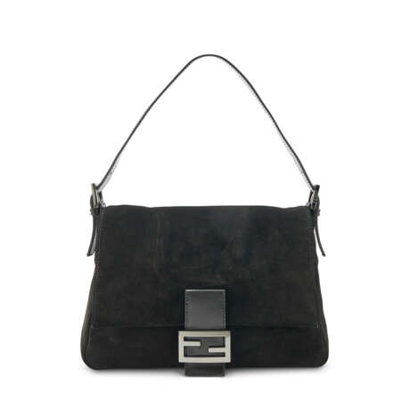 A BLACK SUEDE LEATHER MAMMA BAGUETTE WITH RUTHENIUM HARDWARE - photo 1