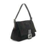 A BLACK SUEDE LEATHER MAMMA BAGUETTE WITH RUTHENIUM HARDWARE - фото 2